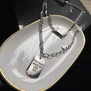Нишевое двухслойное фирменное ожерелье с буквами, титановая сталь, не выцветает, аксессуары в стиле хип-хоп, мужская цепочка для свитера серебряный