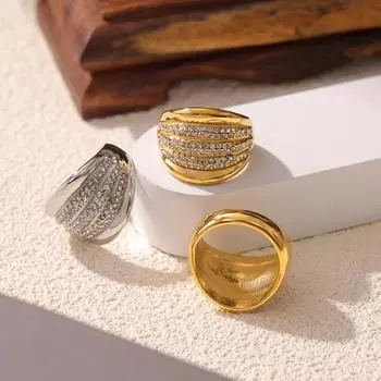 Нишевое многослойное широкое кольцо женское легкое роскошное кольцо с бриллиантами элегантное знаменитое темпераментное невыцветающее ювелирное изделие No. 6