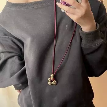 Нишевое ретро ажурное ожерелье с подвеской в японском и корейском стиле минимализма кожаная веревка регулируемая цепочка для свитера аксессуар