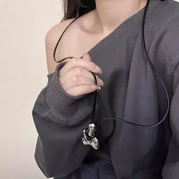 Нишевое ретро выдолбленное ожерелье с подвеской для женщин и мужчин в минималистском стиле, кожаная веревка, регулируемая цепочка для свитера, ювелирные изделия, подарки золотой