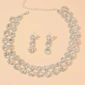 Нишевое роскошное супер-флэш-колье с бриллиантами, комплект серег, свадебные украшения, комплект из двух предметов, аксессуары для свадебного платья, женские белый
