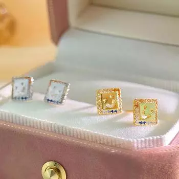 Нишевые цветные квадратные серьги-смайлики с бриллиантами для женщин, легкие, роскошные, милые и симпатичные новые серьги