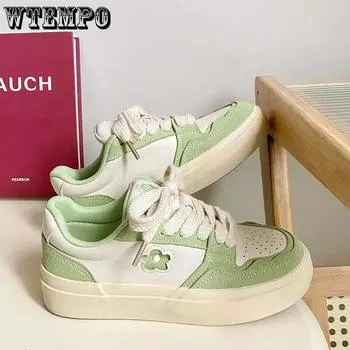 Нишевые оригинальные женские маленькие белые туфли Matcha Green в стиле Ins, модные повседневные туфли для студентов, дышащая водонепроницаемая спортивная обувь 35 красный