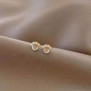 Нишевые простые серьги с жемчугом и кристаллами. Женские тенденции. Индивидуальные легкие роскошные серьги. Сенсорное универсальное украшение для ушей высокого уровня. золотистый