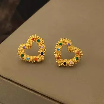 Нишевые серьги, металлические серьги неправильной формы, серьги «Любовь», серьги индивидуального цвета золотой