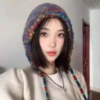 Нишевые шляпы, радужные теплые вязаные шапки, шерстяные шапки ручной работы, пуловеры, защитные наушники, шляпы Lei Feng Tide One Size