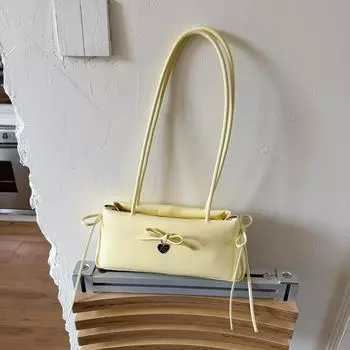 Нишевые сумки женские новые модные летние универсальные сумки на плечо с бантом, сумка-подмышка для жёлтый