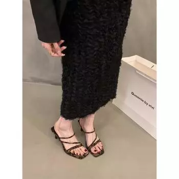 Нишевые тонкие ремешки французские классные тапочки сказочные туфли 2024 года новая летняя модная верхняя одежда с юбкой римские сандалии 35 чёрный