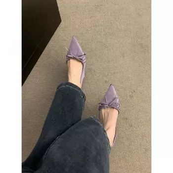 Нишевые туфли на высоком каблуке с леопардовым принтом, босоножки с застежкой-мешком, туфли-феи, новинка лета 2024 года, темпераментные туфли с острым бантом 35 чёрный