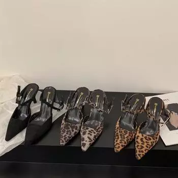 Нишевые туфли на высоком каблуке с сумкой на голове, полутапочки, фея, обувь, одежда 2024 года, новый летний темперамент, французские сандалии, сандалии 35 чёрный