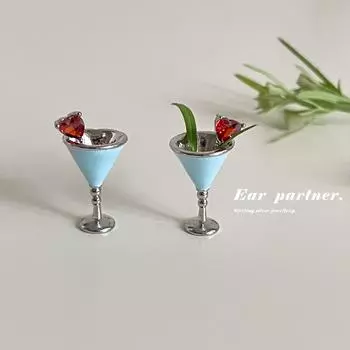 Нишевые уникальные серьги-бокалы небесно-голубого цвета с каплями масла женские легкие роскошные высококачественные серьги-цирконии с любовью изысканные серьги copper