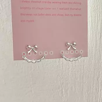 Нишевые универсальные кружевные серьги-гвоздики женские легкие роскошные высококачественные серебряные серьги-иглы в форме банта милые серьги ins лето 925 silver needles