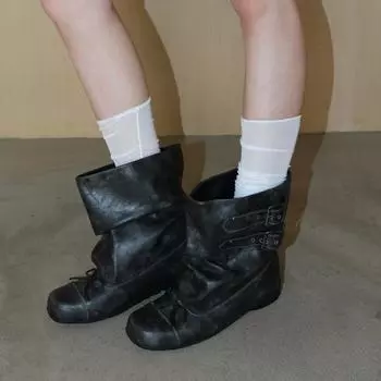 Нишевый дизайн бант свиной нос мягкая подошва широкое голенище тонкие модифицированные ноги огромные красивые высокие рыцарские ботинки до колена женские 35