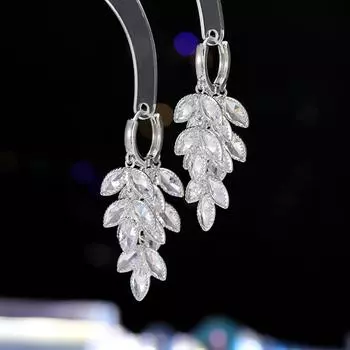 Нишевый дизайн, чувство света, роскошь, пшеничные колоски, циркониевые бахромчатые серьги-пряжки, универсальные серьги, мода, высокие серьги-смыслы золотой