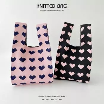 Нишевый дизайн, цветной контраст, вязаная сумка через плечо, сумка на запястье большой емкости One Size