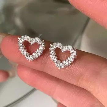 Нишевый дизайн, изящные блестящие серебряные пустые серьги-гвоздики с надписью «Любовь», женские простые индивидуальные модные трендовые универсальные серьги