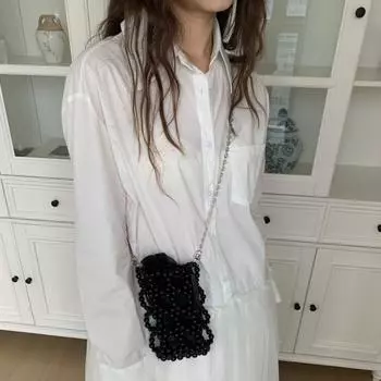 Нишевый дизайн изысканная полая металлическая жемчужная плетеная сумка бисерная сумка-мессенджер серебряный