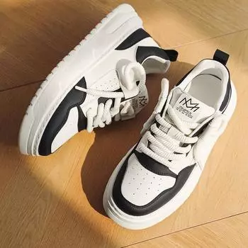 Нишевый дизайн Корейская версия 2024 года весна-лето толстая подошва усиленная сращивание повседневная мужская обувь мягкая подошва универсальная спортивная обувь 38 белый