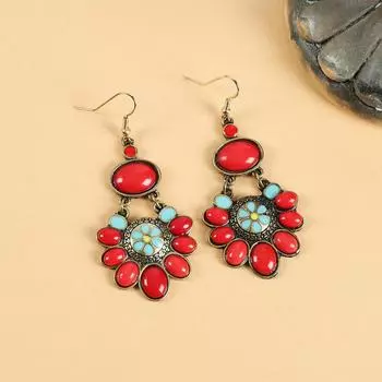 Нишевый дизайн красное цветочное ожерелье ретро придворный темперамент браслет богемный набор серег женский