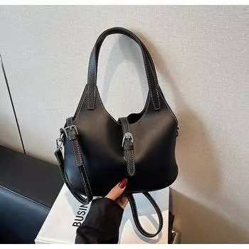 Нишевый дизайн кроссбоди сумка-ведро простая повседневная сумочка женская весенняя новая сумка-ведро чёрный