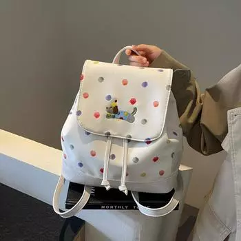 Нишевый дизайн, милый рюкзак в виде щенка в горошек, женская, осень 2024 года, новая большая вместительная сумка через плечо в японском стиле 31*14*31
