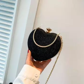 Нишевый дизайн мини-сумка женская 2024 новая модная сумка-мессенджер с цепочкой ins темперамент портативная сумка для любви чёрный