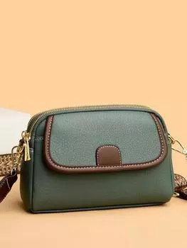 Нишевый дизайн, модная, высокая мода, одно плечо, маленькая сумка для мамы, кожаная текстура чай зеленый
