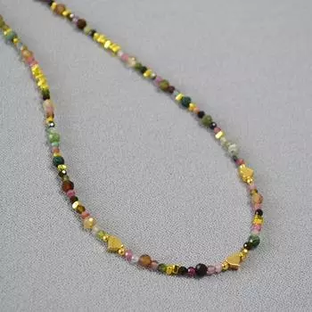 Нишевый дизайн, модный цветной турмалин, настоящий камень, любовь, бисер, высококачественное ожерелье с чувством света, роскошь, темперамент, цепочка на ключицу