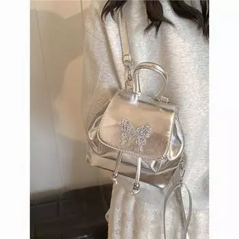 Нишевый дизайн модный милый бант 2024 рюкзак рюкзак универсальная сумка сумка для поездок на работу серебряный