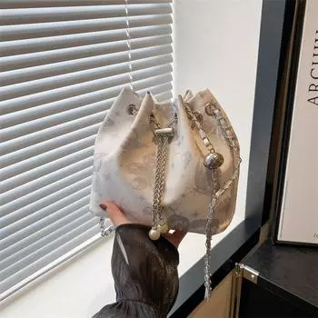 Нишевый дизайн модный тренд сумка-мессенджер простая сумка через плечо лето 2024 новый тренд простая сумка-ведро Without pendant жёлтый