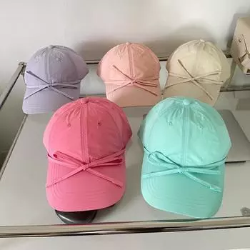 Нишевый дизайн отаку с таким же бантом бейсболка, большая окружность головы, круглое лицо, маленькая корейская универсальная кепка лето Adjustable 56-58cm светло-розовый