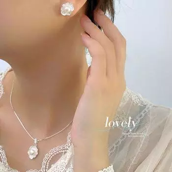 Нишевый дизайн ожерелье из жемчуга «яйцо-пашот» серьги из жемчуга «франжипани» модный простой комплект