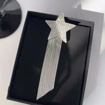 Нишевый дизайн, полный бриллиантов, звезд, брошь с бахромой, эксклюзивная женская индивидуальность, пиджак, свитер, аксессуары для корсажа