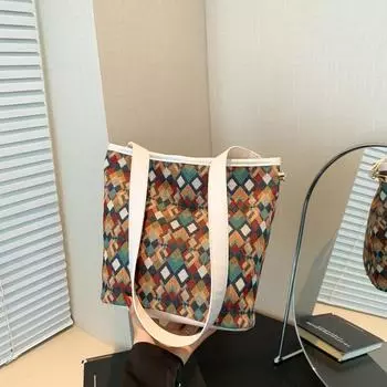 Нишевый дизайн повседневная сумка-ведро для поездок на работу европейская и американская ретро-индивидуальная трендовая сумка через плечо простая женская сумка сумка подмышкой синий