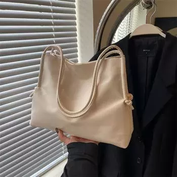 Нишевый дизайн, простая сумка для поездок на работу под мышкой, большая женская сумка 2024 года, новая женская сумка через плечо с мягким лицевым покрытием чёрный