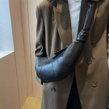 Нишевый дизайн простой круассан 2024 новая осенняя текстура круассан сумка персонализированная модная сумка-мессенджер женская сумка для пельменей 25*8*16 коричневый