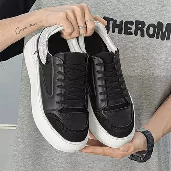 Нишевый дизайн, японская универсальная обувь 2024 года, летняя новая спортивная и любительская обувь, мужская обувь на толстой подошве, подчеркивающая однотонные белые туфли 38 белый