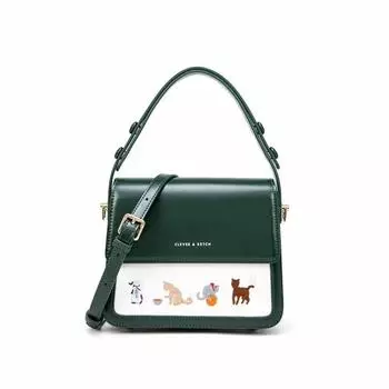 Нишевый дизайн, расширенный смысл всей сумки через плечо в западном стиле, сеть, красная мини-длина, высота 20,5 см, ширина 17,5 см, 7 см. зелёный