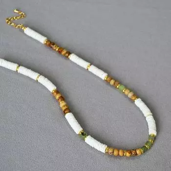 Нишевый дизайн ретро литературное преувеличение белая ракушка настоящий камень сращивание бисер праздничное ожерелье стиль Женский