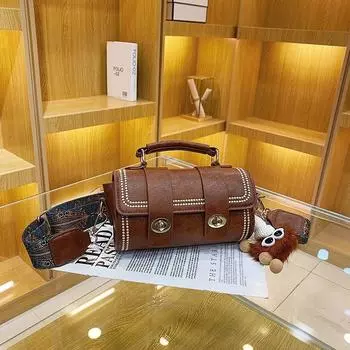 Нишевый дизайн ретро маленькая женская сумка осень и зима новая модная универсальная сумка модная цилиндрическая сумка сумка-мессенджер single package коричневый