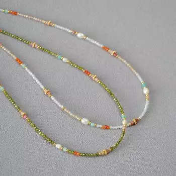 Нишевый дизайн ретро полупрозрачная текстура циркон жемчуг бисер простой темперамент чрезвычайно изящное ожерелье ключица цепочка для женщин белый