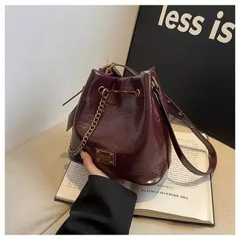 Нишевый дизайн ретро сумка-ведро высокого класса присоска ремень сумка на плечо подмышку пригородный универсальный модный портативный коричневый