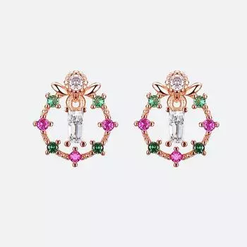 Нишевый дизайн Рождественские круглые серьги-гвоздики в форме сердца для девочек Украшения для ушей