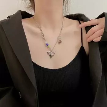 Нишевый дизайн Sense Cold Wind, цепочка из бисера, ожерелье в форме сердца, женская пара, полый кулон Love специальной формы, женский