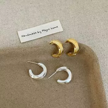 Нишевый дизайн Sense Distorted Glossy C-Ring серьги-гвоздики женские простые индивидуальные модные темпераментные трендовые универсальные серьги