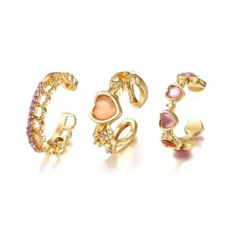 Нишевый дизайн Sense Of Pink Purple Love Ring Сладкий крутой модный темпераментный набор из трех предметов 3 sets