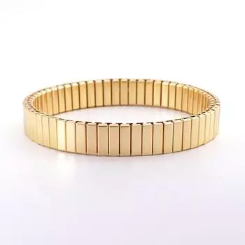 Нишевый дизайн Sense Полный легкий эластичный браслет из нержавеющей стали Модные женские украшения золотистый