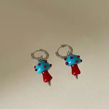 Нишевый дизайн, смысл, контрастные цвета, капающая масляная пряжка для ушей в виде гриба, женская индивидуальность, модный тренд, темперамент, элегантные универсальные серьги