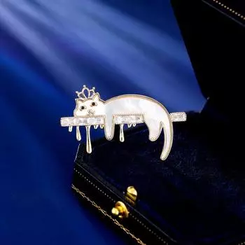 Нишевый дизайн, смысл, ленивый кот, булавка, одежда, куртка, аксессуары, высококачественный натуральный рябчик, милая маленькая ленивая кошка, брошь золотой