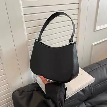 Нишевый дизайн, сумка для подмышек, модная сумка из искусственной кожи, однотонный кошелек-клатч для женщин и девочек чёрный